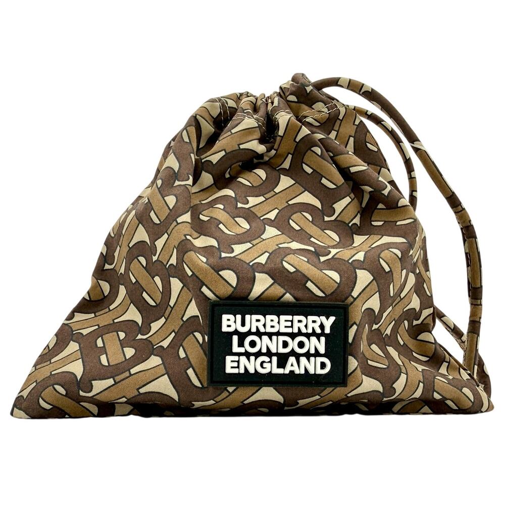 Burberry TB Monogram Logo Travel Pouch NWT Italy Brown Cotton Reusable